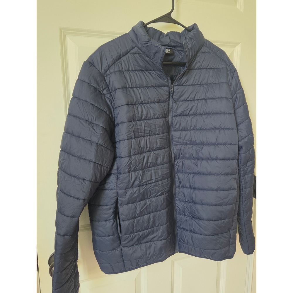True Classic Mens Navy Blue Lightweight Quilted Puffer Jacket XL Full Zip